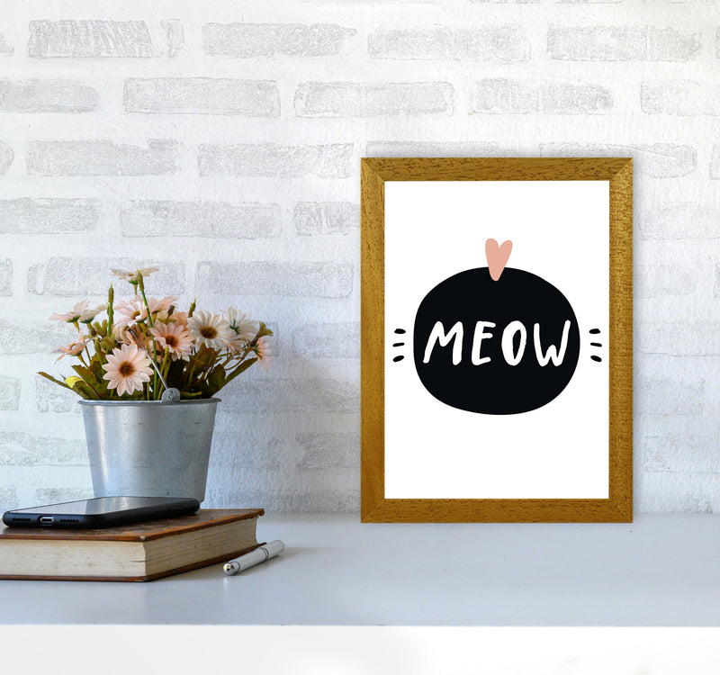 Meow Framed Typography Wall Art Print A4 Print Only