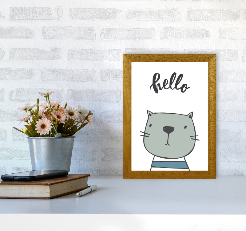 Hello Cat Modern Print Animal Art Print A4 Print Only