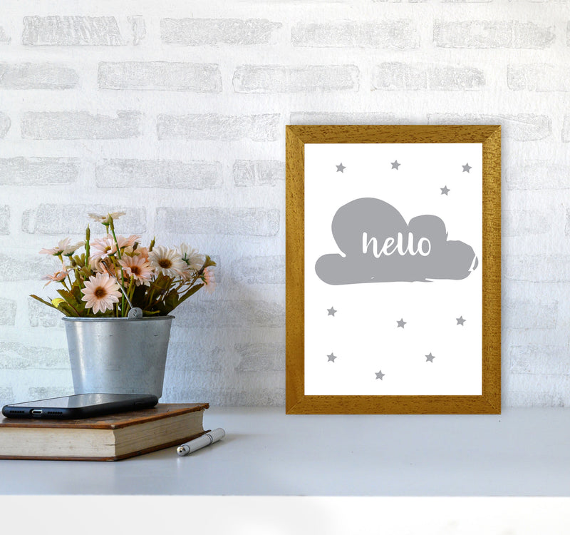 Hello Cloud Grey Framed Nursey Wall Art Print A4 Print Only