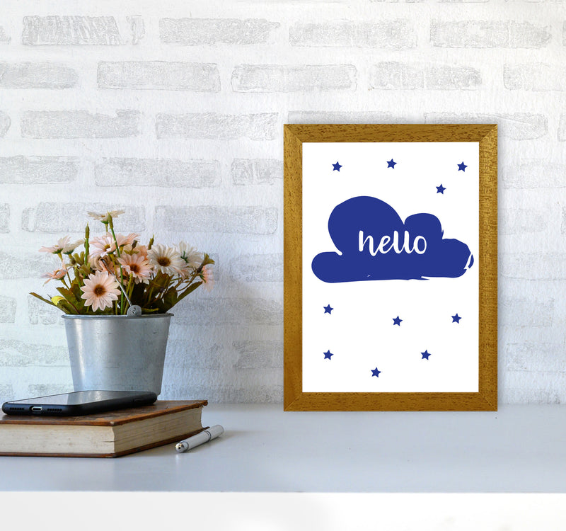 Hello Cloud Navy Framed Nursey Wall Art Print A4 Print Only