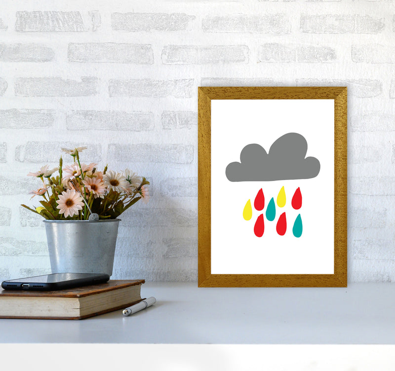 Grey Rain Cloud Framed Nursey Wall Art Print A4 Print Only