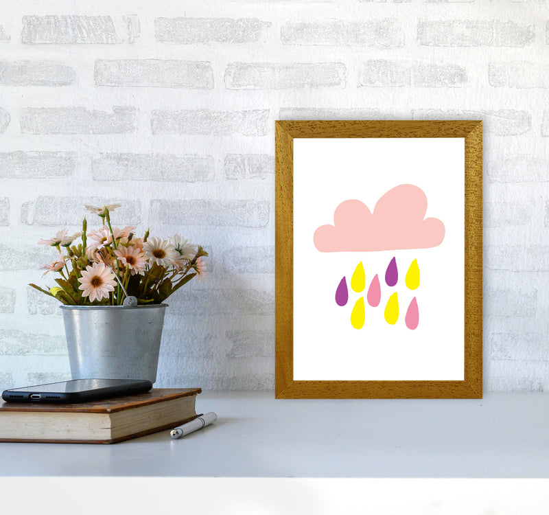 Pink Rain Cloud Framed Nursey Wall Art Print A4 Print Only