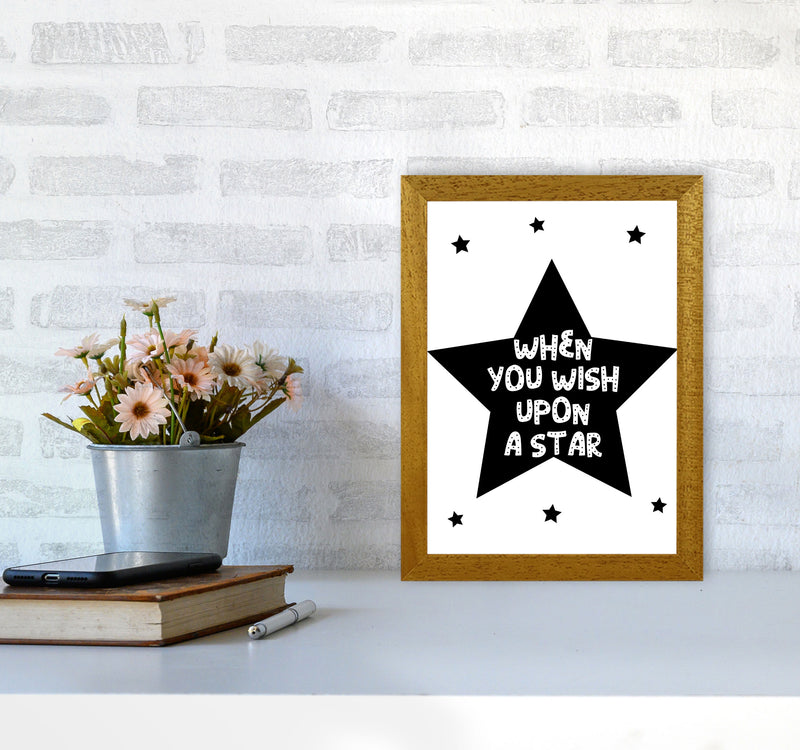 Wish Upon A Star Black Framed Nursey Wall Art Print A4 Print Only