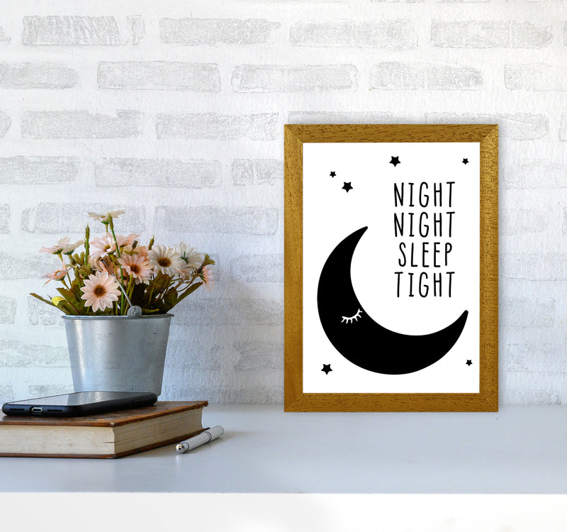 Night Night Moon Black Framed Nursey Wall Art Print A4 Print Only