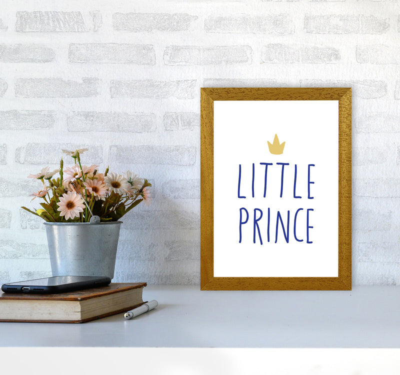 Little Prince Navy And Gold Framed Nursey Wall Art Print A4 Print Only