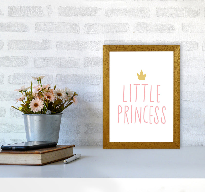 Little Princess Pink And Gold Framed Nursey Wall Art Print A4 Print Only