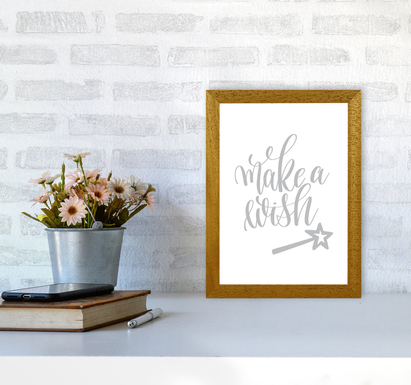 Make A Wish Grey Framed Typography Wall Art Print A4 Print Only