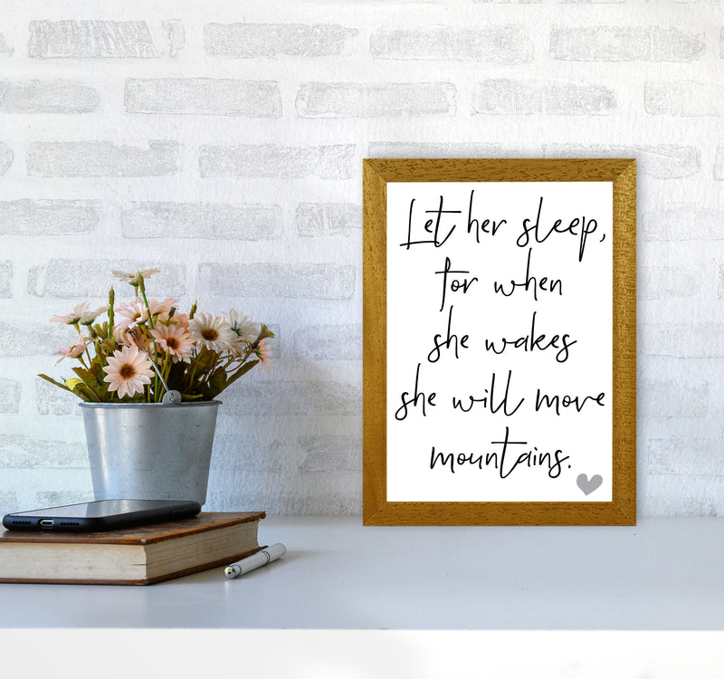 Let Her Sleep Framed Typography Wall Art Print A4 Print Only