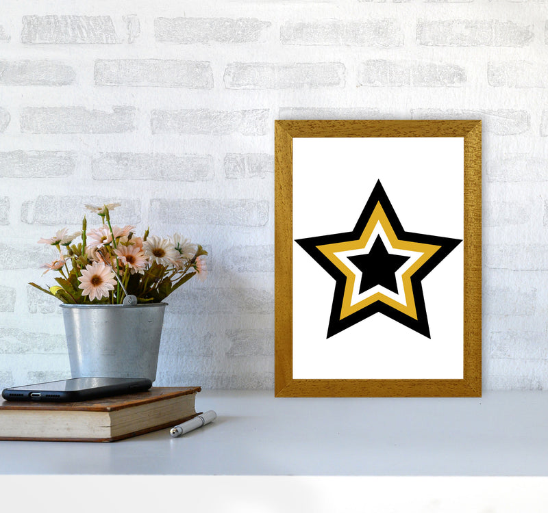 Mustard And Black Layered Star Modern Print A4 Print Only
