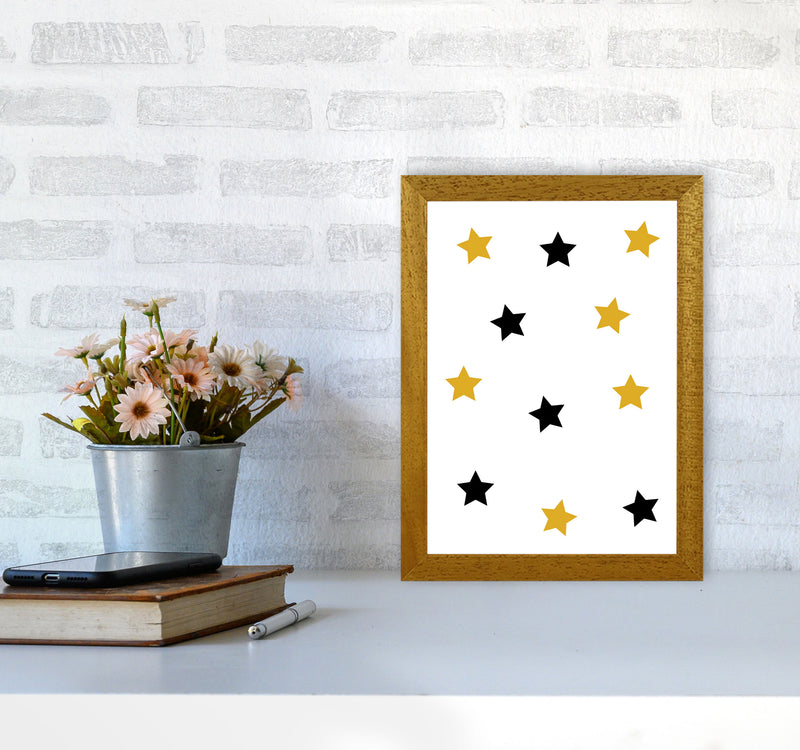Mustard And Black Stars Modern Print A4 Print Only
