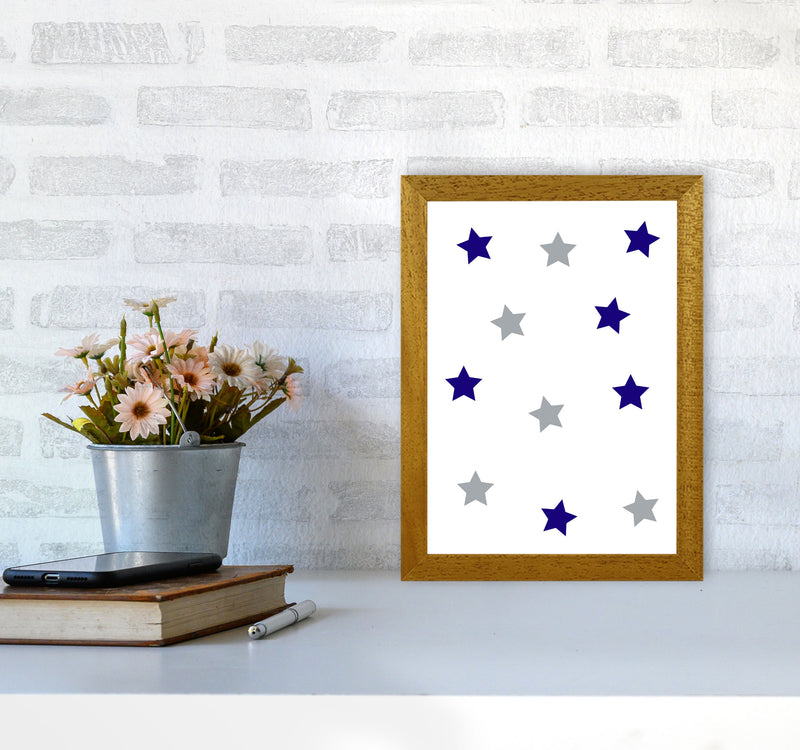 Navy And Grey Stars Modern Print A4 Print Only