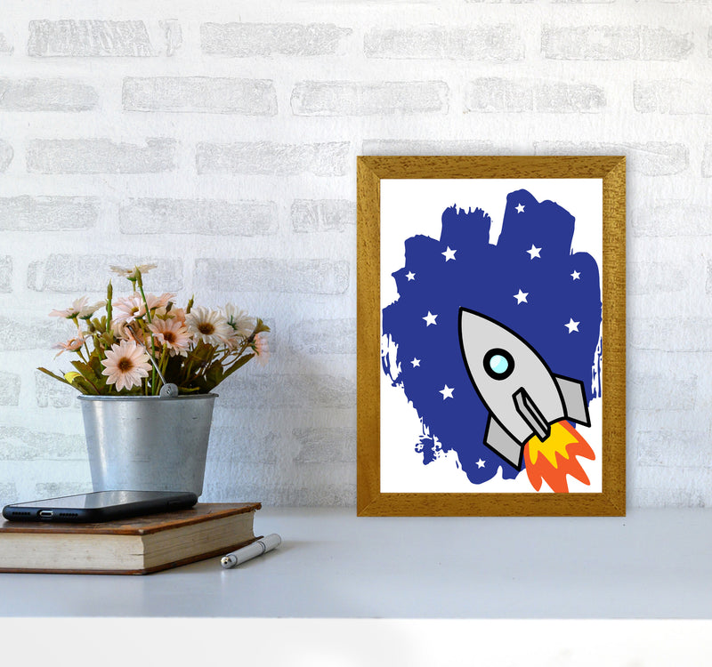 Space Rocket Framed Nursey Wall Art Print A4 Print Only