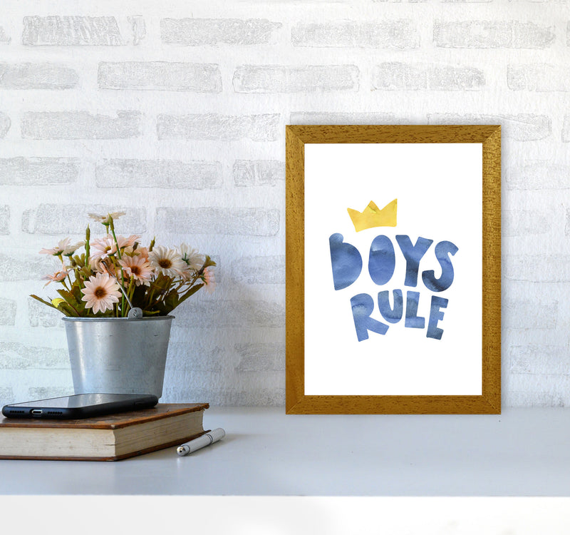 Boys Rule Watercolour Framed Nursey Wall Art Print A4 Print Only