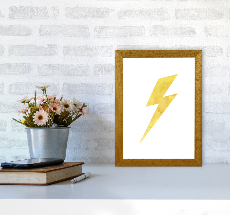 Yellow Thunderbolt Watercolour Modern Print A4 Print Only