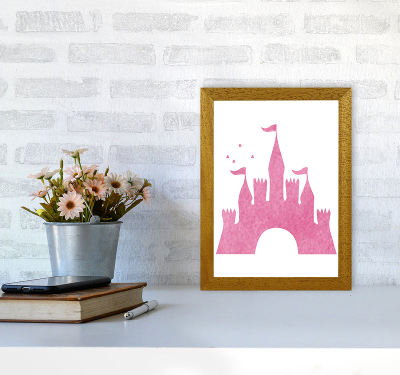 Pink Castle Watercolour Modern Print A4 Print Only