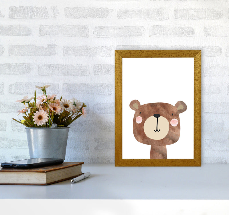 Scandi Brown Bear Watercolour Framed Nursey Wall Art Print A4 Print Only