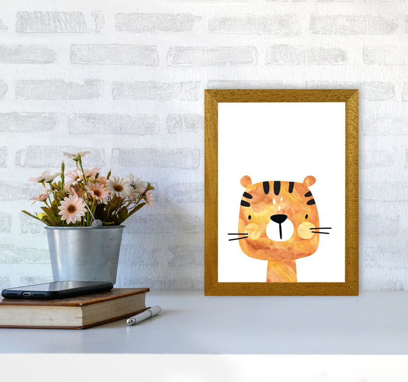 Scandi Tiger Watercolour Framed Nursey Wall Art Print A4 Print Only