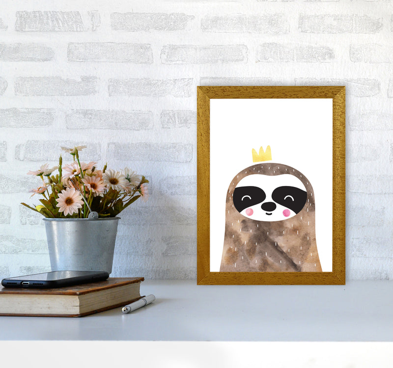 Scandi Brown Sloth Watercolour Framed Nursey Wall Art Print A4 Print Only