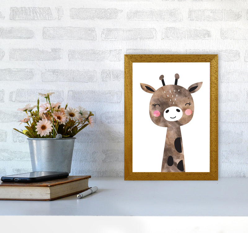 Scandi Brown Giraffe Watercolour Framed Nursey Wall Art Print A4 Print Only