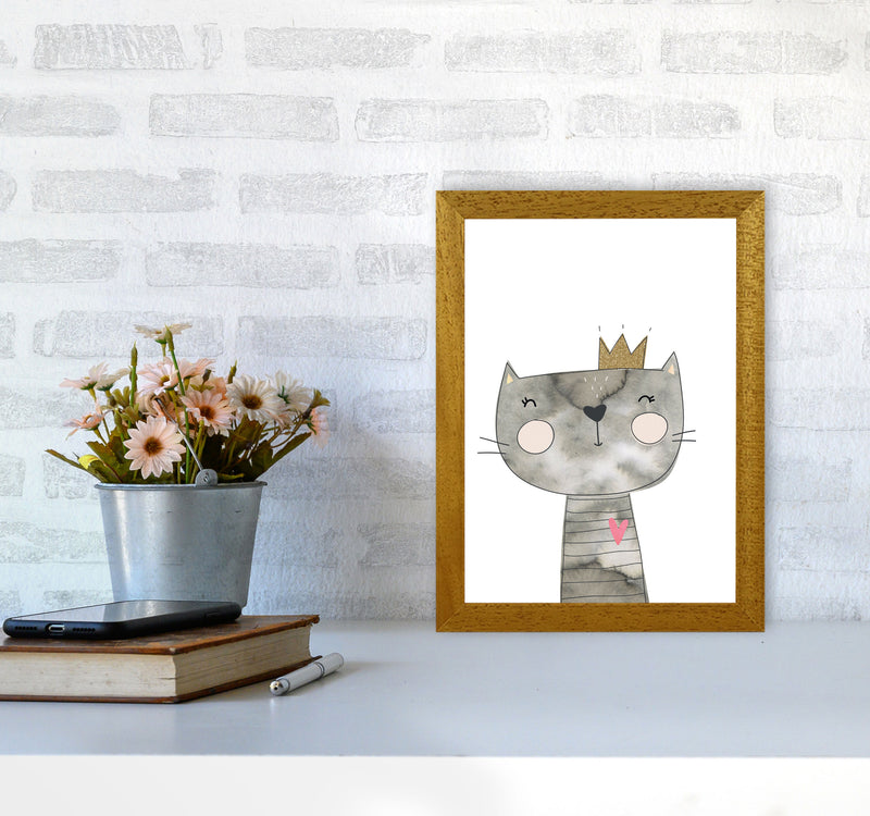 Scandi Grey Cat Watercolour Framed Nursey Wall Art Print A4 Print Only