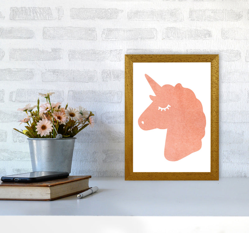 Unicorn Peach Silhouette Watercolour Modern Print A4 Print Only