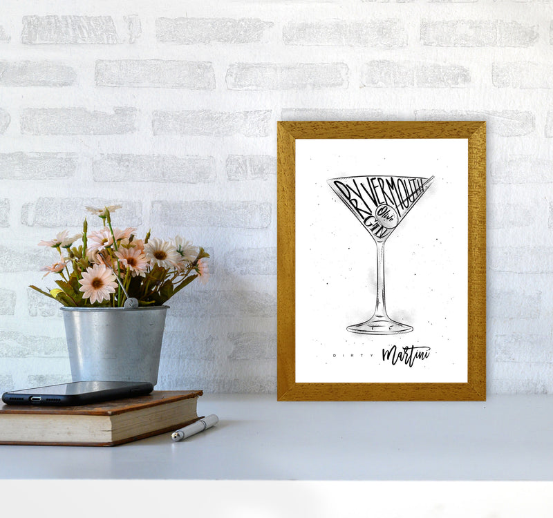 Dirty Martini Cocktail Modern Print, Framed Kitchen Wall Art A4 Print Only