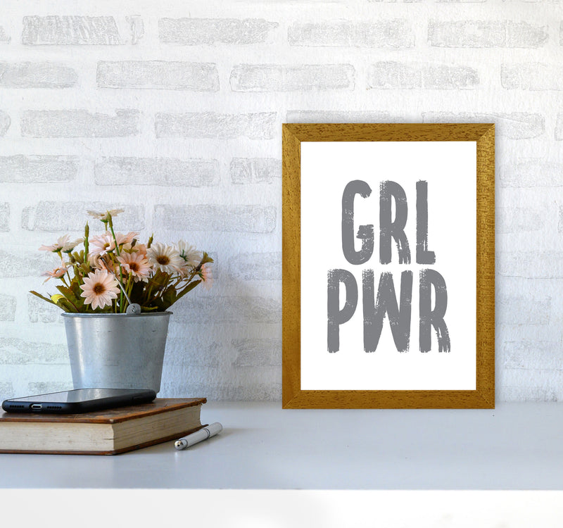 Girl Power Grey Framed Typography Wall Art Print A4 Print Only