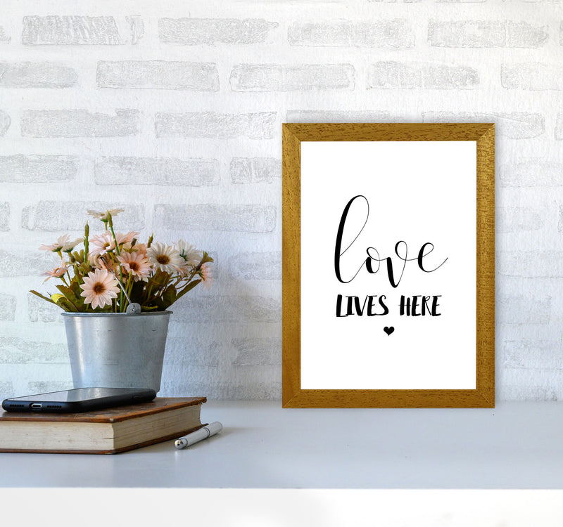 Love Lives Here Framed Typography Wall Art Print A4 Print Only