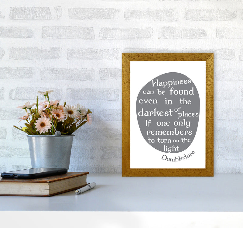 Happiness, Dumbledore Quote Framed Typography Wall Art Print A4 Print Only