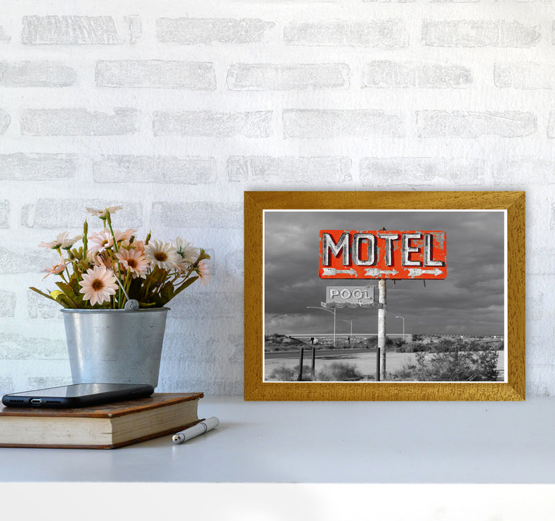 Red Motel Sign Modern Print A4 Print Only