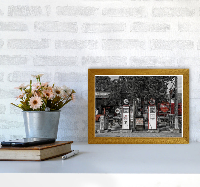 Retro Black And Red Gas Pumps Modern Print A4 Print Only