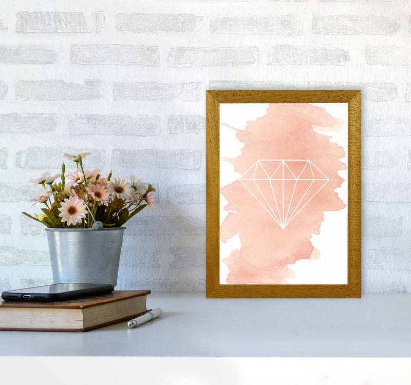 Geo Diamond Peach Watercolour Modern Print A4 Print Only