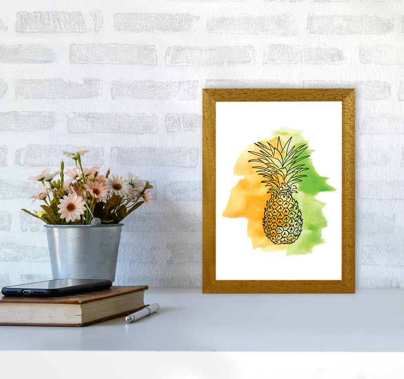 Orange And Green Pineapple Watercolour Modern Print A4 Print Only