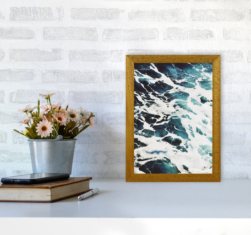Blue White Water Modern Print, Framed Botanical & Nature Art Print A4 Print Only