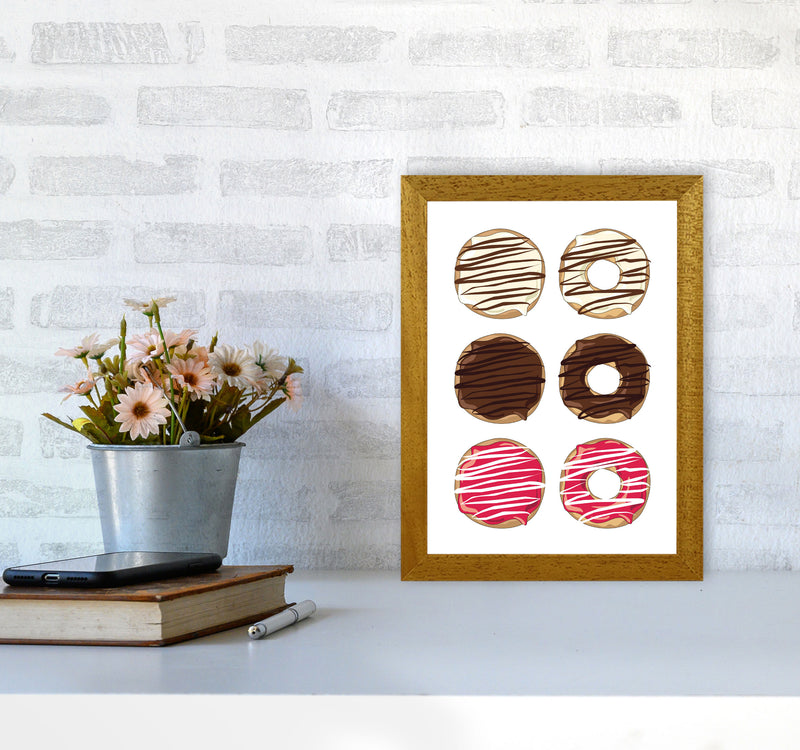 Donuts White Modern Print, Framed Kitchen Wall Art A4 Print Only
