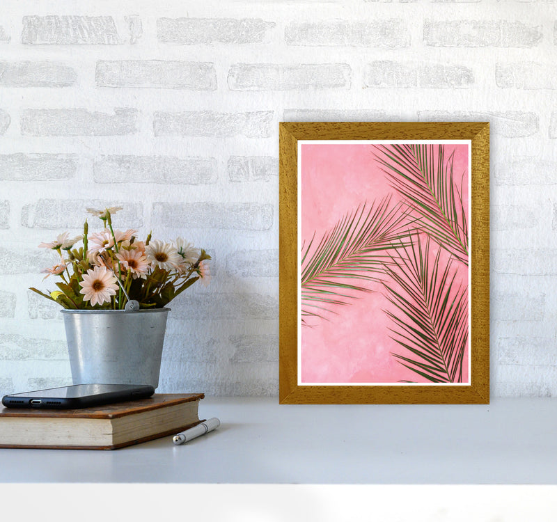 Pink Palm Leaves Modern Print, Framed Botanical & Nature Art Print A4 Print Only