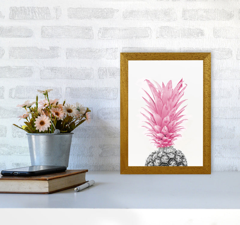 Black And Pink Pineapple Modern Print, Framed Kitchen Wall Art A4 Print Only