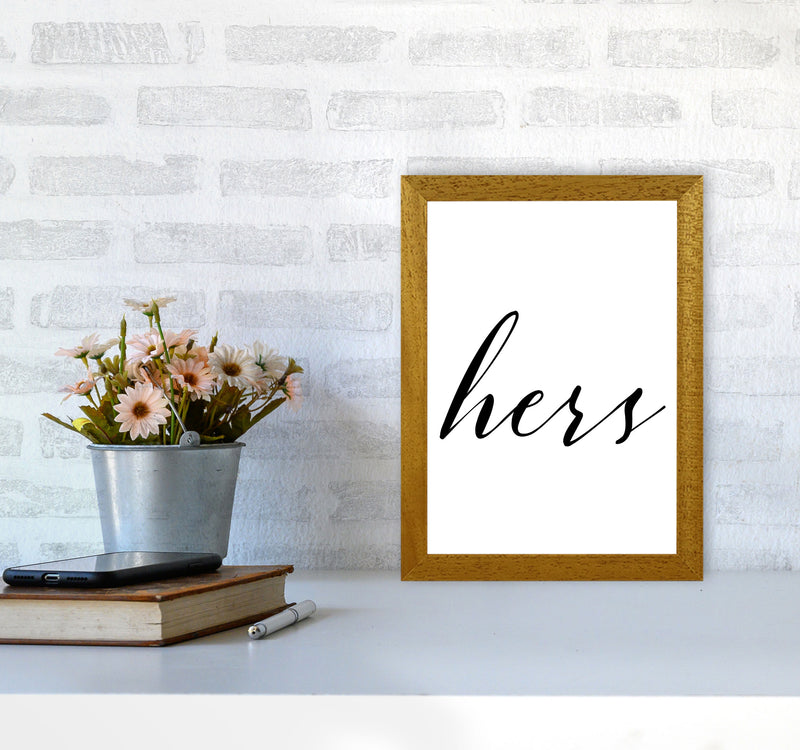 Hers Framed Typography Wall Art Print A4 Print Only