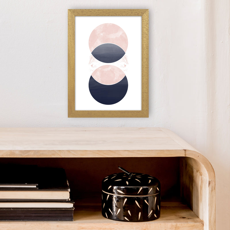 Navy And Marble Pink 1 Art Print by Pixy Paper A4 Print Only