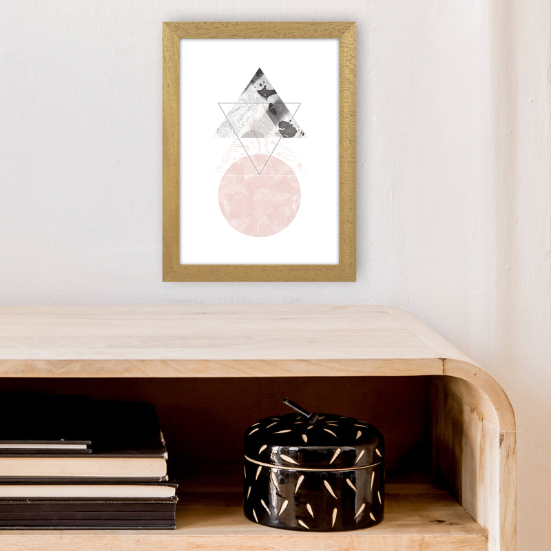Marble Triangle And Circle Black And Pink Abstract  Art Print by Pixy Paper A4 Print Only