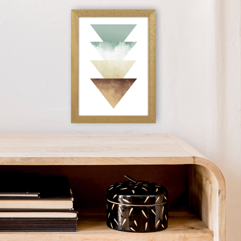 Green And Beige Watercolour Triangles Abstract  Art Print by Pixy Paper A4 Print Only