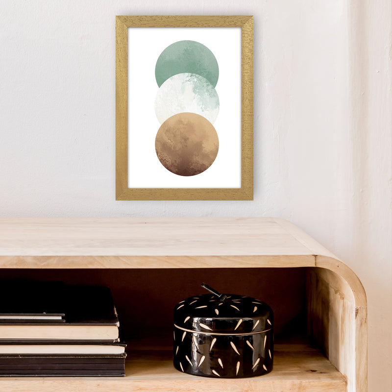 Green And Beige Watercolour Circles Abstract  Art Print by Pixy Paper A4 Print Only