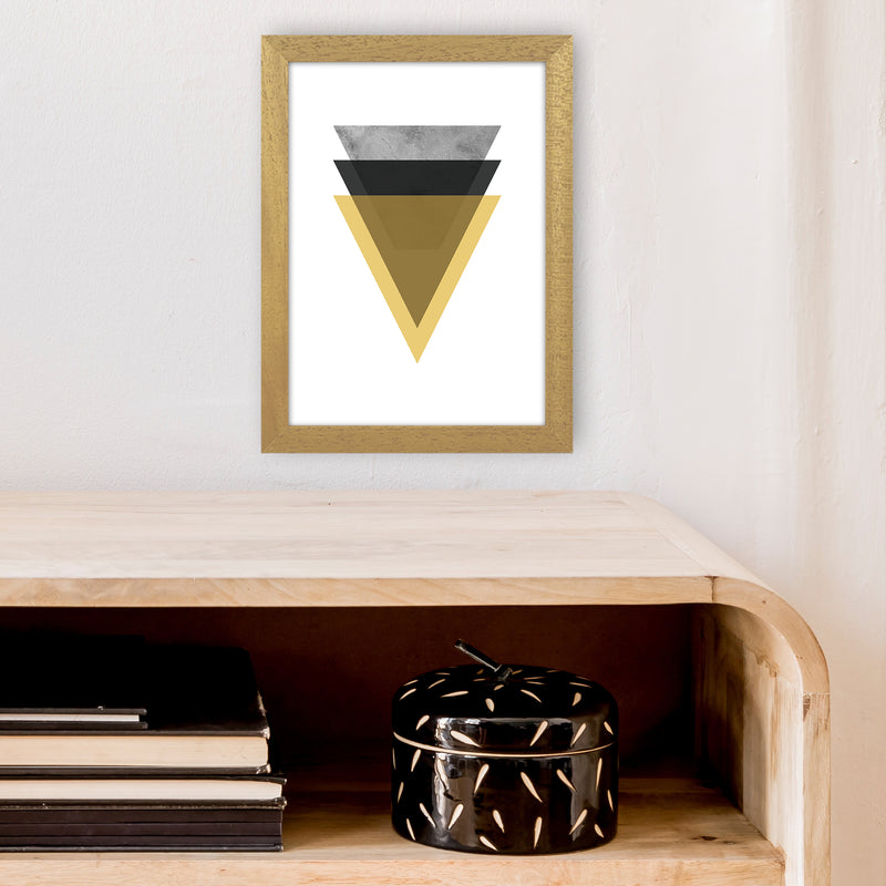 Geometric Mustard And Black Triangles  Art Print by Pixy Paper A4 Print Only