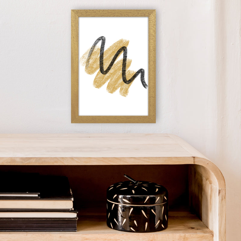 Dalia Chalk Gold And Black Scribbles  Art Print by Pixy Paper A4 Print Only