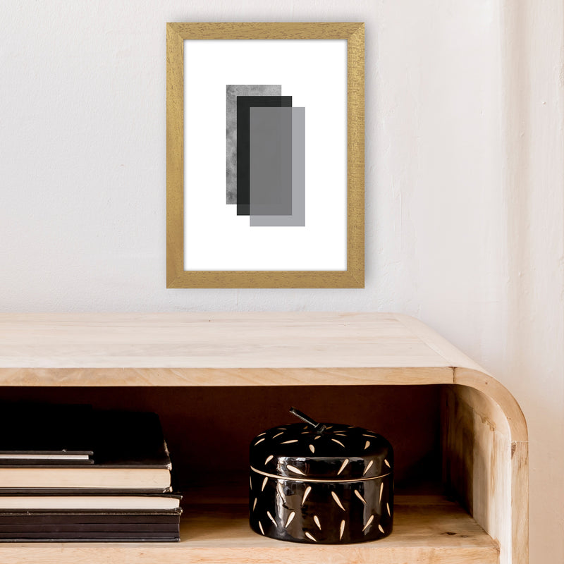 Geometric Grey And Black Rectangles  Art Print by Pixy Paper A4 Print Only
