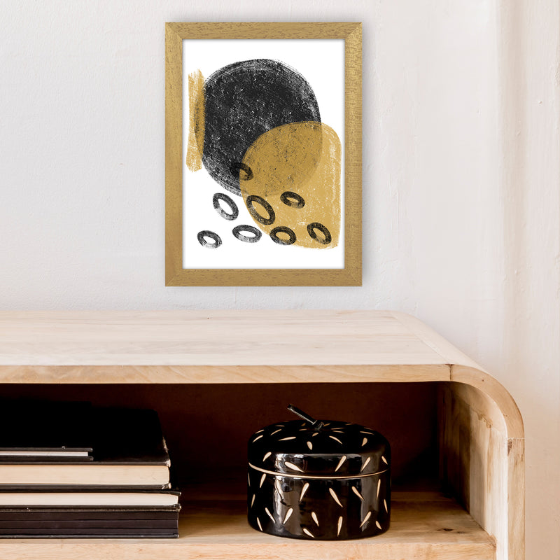 Dalia Chalk Black And Gold Bubbles  Art Print by Pixy Paper A4 Print Only