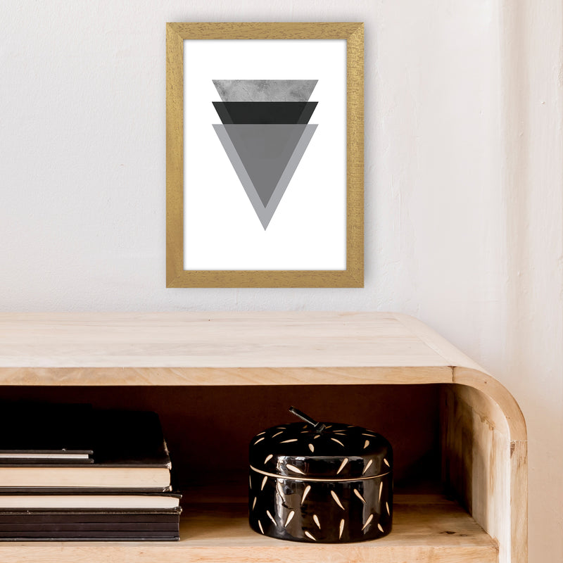 Geometric Grey And Black Triangles  Art Print by Pixy Paper A4 Print Only