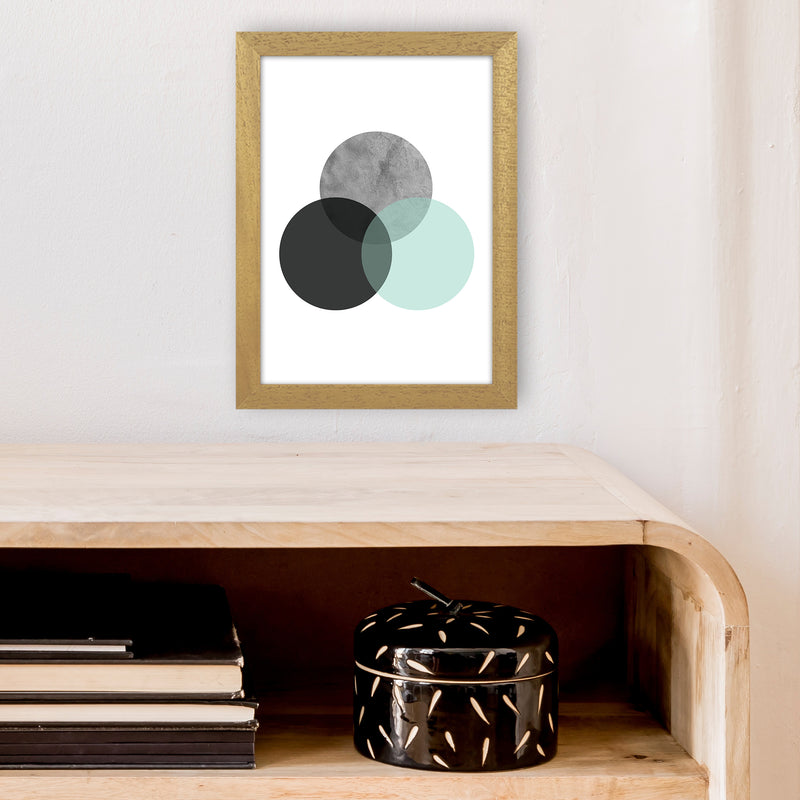 Geometric Mint And Black Circles  Art Print by Pixy Paper A4 Print Only