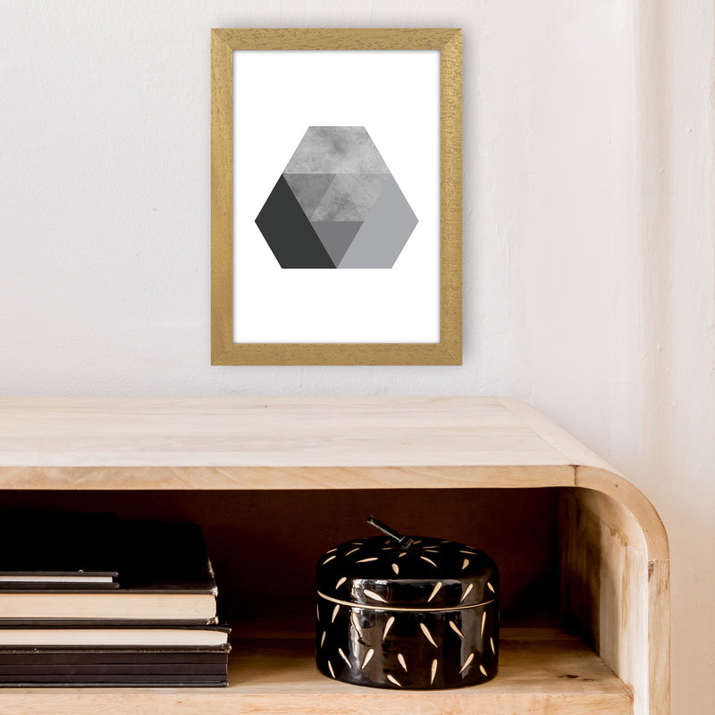 Geometric Grey And Black Hexagon  Art Print by Pixy Paper A4 Print Only