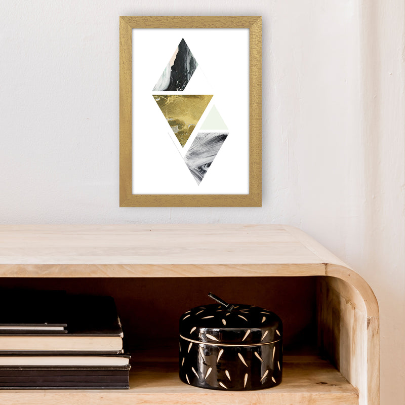 Green Marble Triangles Abstract  Art Print by Pixy Paper A4 Print Only